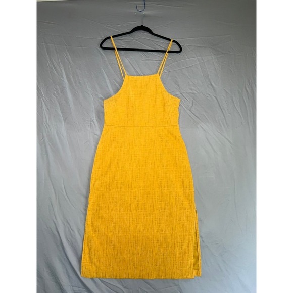 Madewell Dresses & Skirts - Madewell Mustard Yellow Textured Tie Back Midi Dress AO333 Womens Size Medium